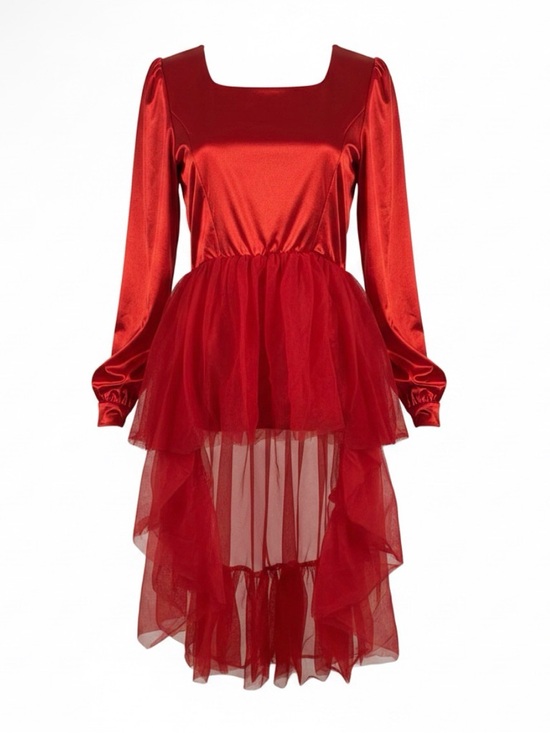 Wowo Dresses & Skirts - Red Hi-Low Satin and Tulle Women's Hi-Low Dress